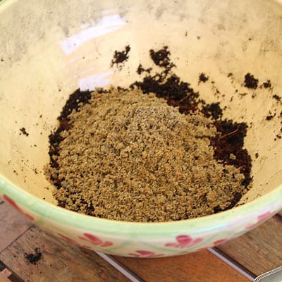 Mixing potting soil and sand