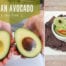Toolbox Pit an Avocado featured picture. Two halves of an avocado side by side with picture of guacamole with lime eyes and red pepper mouth surrounded by blue corn chips.